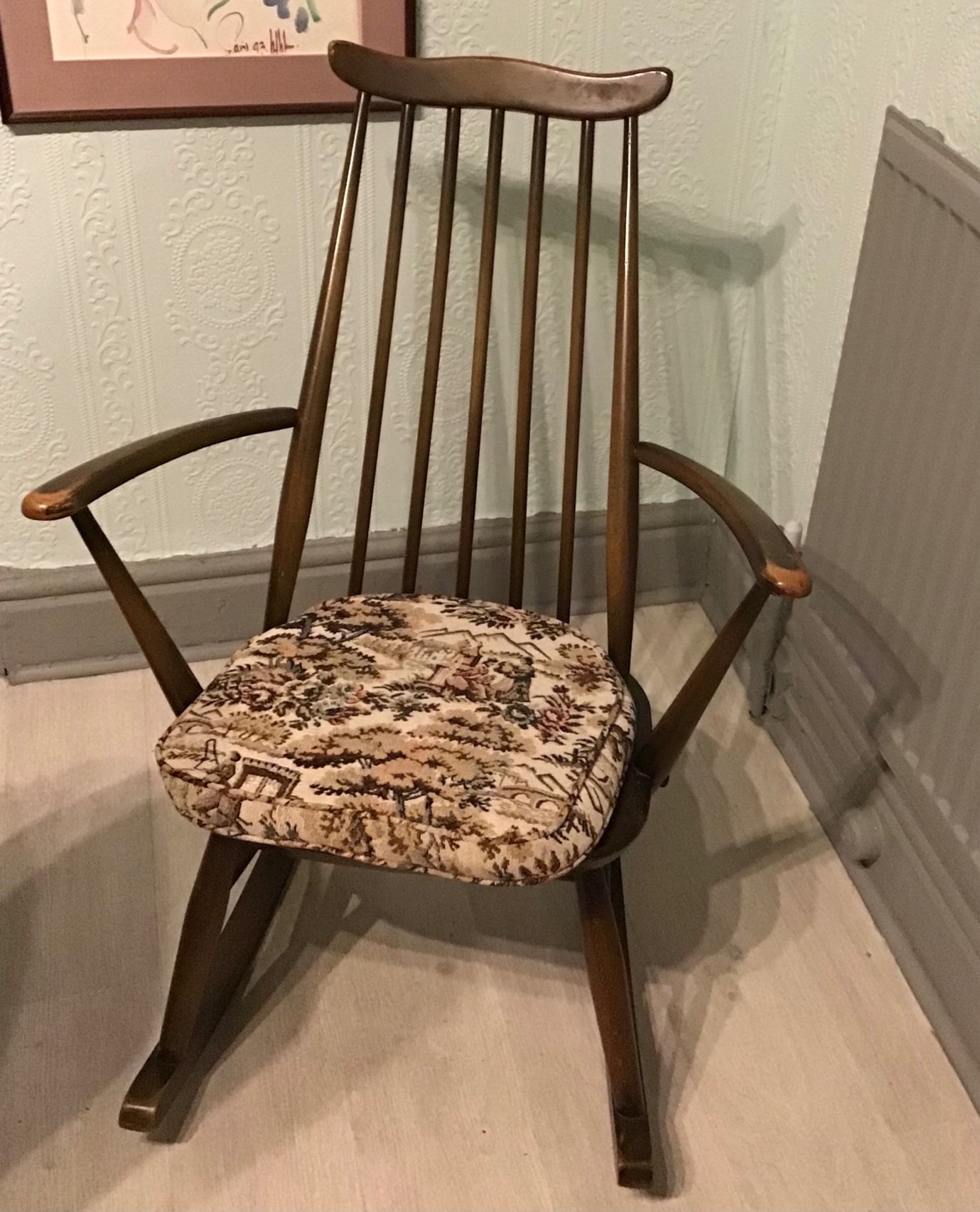 a wooden rocking chair