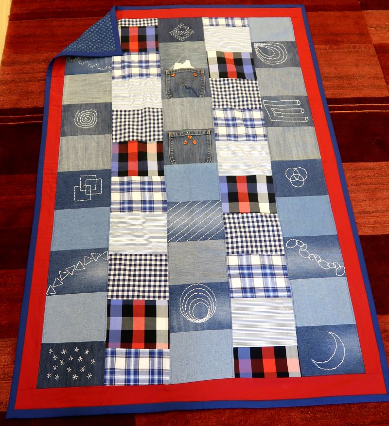 A Quilt Made from Old Shirts & Jeans by Jeanette Moss Matlock u3a