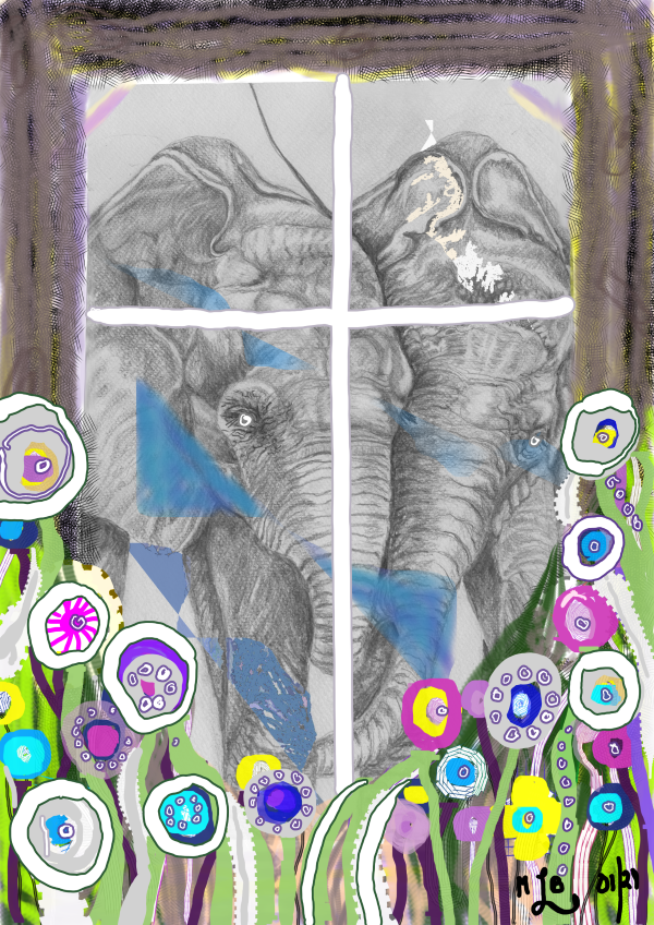 'Two Elephants' by Liisa Brown, Hartley Wintney u3a