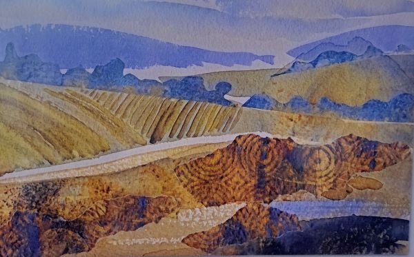 'Mixed media landscape' by Laurie Hussain, banbury u3a