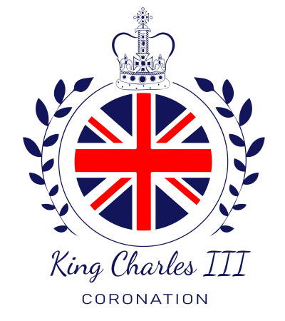 A graphic of a circle with the union jack inside and on top a crown. At the bottom of the image it says 'King Charles III Coronation'