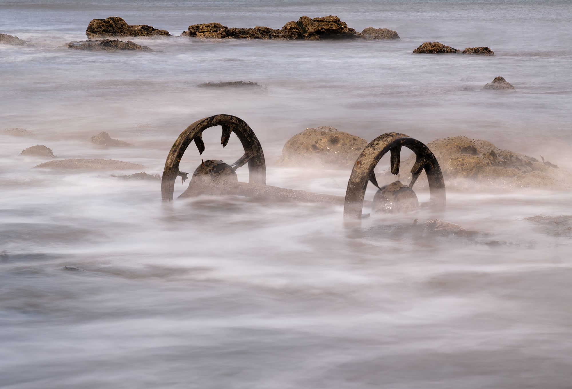 two wheels in the waves